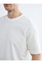 Ecru Crew Neck Combed Cotton Men's T-Shirt - 3