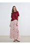Original Elastic Waist Patterned Chiffon Pleated Skirt