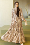 Patterned Hijab Jessica Dress B588 Cream - 4