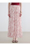 Original Elastic Waist Patterned Chiffon Pleated Skirt - 2