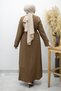 Brooch Detailed Belted Dress Tsd260198 Brown - 7