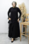 Brooch Detailed Belted Dress Tsd260198 Black - 6