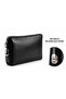 Money Bag with Combination Lock, Phone Card Holder Compartment, Handheld Portfolio Wallet, Premium 100% Genuine Leather - 5
