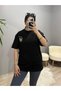 Printed Crew Neck Oversize T-Shirt - Black