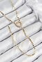 Brass Zircon Stone Crushed Chain Heart Model Gold Color Y Necklace