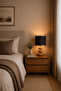 Wooden Leg Fabric Headboard Decorative Table Lamp Night Light Lighting - 3