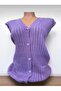 Thick Knitted Short Sleeve Knitwear Mother's Vest with Pockets - 3