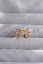 ®   Gold Color Zircon Stone Set with Brass Adjustable 2-Piece Appearance Bow Ring