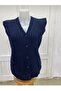 Thick Knitted Short Sleeve Knitwear Mother's Vest with Pockets