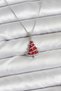 316L Steel Chain Silver Color Red Pine Tree Model Christmas Themed Women's Necklace
