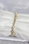 Brass Gold Color Zircon Stone Heart Model Women's Bracelet - 2