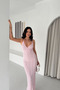 Women's Pink Lace Strap V-Neck Maxi Dress - 2