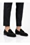 Men's Black Genuine Leather Loafer with Tassel Detail - 3