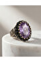 Marcasite stone bronze purple stone adjustable ring - 2