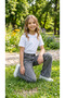 Girl's Denim Trousers Wide Leg Ribbon Embroidered Gray Color Baggy Single Bottom Cotton Fabric Super Quality Pants Elastic Waist Adjustable Wide Cut 12365 - 2