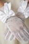 Cyristal Lurexia White Tulle Gloves – Short Luxurious Bridal Accessory with Sparkling Rhinestone Bow Detail - 2