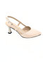 Beige Satin Stiletto Pointed Toe Open Back Strap Heel Daily Comfortable Women's Heeled Shoes Vdz02013