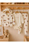 100% Cotton 3 Piece Hooded Baby Set Bodysuit Leggings Teddy Bear Pattern - 3