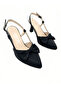 Black Bowknot Satin Stiletto Pointed Toe Open Back Strap Heel Casual Comfortable Women's Heeled Shoes Vdz02014 - 4