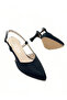 Black Satin Stiletto Pointed Toe Open Back Strap Heel Casual Comfortable Women's Heeled Shoes Vdz02013 - 5