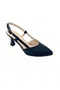 Black Satin Stiletto Pointed Toe Open Back Strap Heel Casual Comfortable Women's Heeled Shoes Vdz02013 - 2