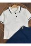 Salopet Lycra Denim Polo Collar Sweatshirt Buttoned Salopet Summer Baby Boy Set - 6