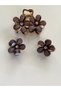 Set of 3 Buckles (1 Piece Normal Size, 2 Pieces Small Size) - Anthracite Metal Buckle with Flowers