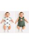Unisex Baby 2-Piece Set Car Patterned Bodysuit & Green Salopet Jumpsuit - 2