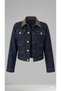 Women's Denim Suit with Collar Detail, Belt Detail, Pleated Mini Skirt - 6