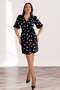 Satin Double-Breasted Bow Detailed Polka Dot Women's Midi Dress - |   2760 in Sizes 36-48 - 4