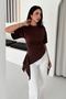 Women's Draped Basic T-Shirt – Side Detailed Slim Fit Stylish - 3