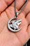 Symbol of Strength and Freedom Stainless Steel Wolf in a Crescent Moon Pendant - 4