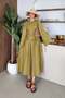 Troya Linen Dress Oil Green