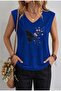 Sakura Flower Printed Women's Oversize Sleeveless T-Shirt