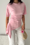 Women's Draped Basic T-Shirt – Side Detailed Slim Fit Stylish - 5