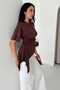 Women's Draped Basic T-Shirt – Side Detailed Slim Fit Stylish - 5