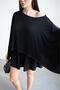 Crep Women's Studded Cape Blouse – Stone Detailed Batwing Sleeve Loose Fit Asymmetrical Blouse Black - 3
