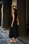Women's Waist Accentuating Side Buckle Zero-Sleeve Flowy Flared Stylish Casual and Formal Dress (for Special Occasions) - 5