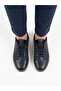 Men's navy blue genuine leather orthopedic insole casual shoes - 3