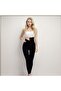 High Waist Corset Leggings with Agraflas - Black Corset Leggings