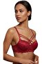 Silicone Lace Push up (Padded) Underwire (Wire Bra) Double Crossed Straps Burgundy Bra Ebr-1161