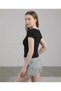 New Season! Square Neck Ribbed Short Sleeve Blouse with Window Detail and Piping - 2