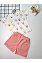 Baby Girl Tiny Rabbit Ears Linen Shorts Summer Set Pink - 2