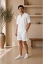 Men's Short Sleeve Wrinkled Shirt Shorts Set - 2
