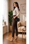 Minella Moda Elastic Waist Brown Fabric Trousers Office Chic - 2