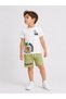 Surf Themed Boys' Shorts Set – Printed White T-Shirt & Mint Green Shorts (Ages 2-5) - 2