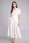 A-Line Shirt Collar Terry Cotton Short Sleeve Midi Dress H1987Ax26Sp - 2