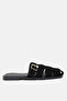 Honey Black Suede Buckle Detailed Flat Sole Women's Slippers - 2
