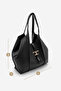Women's Double Handle Shoulder Bag with Inner Bag and Clip Buckle Bertin Black - 8