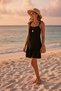 Women's Black Strappy Loose-Fit Ruffle Beach Dress - 2